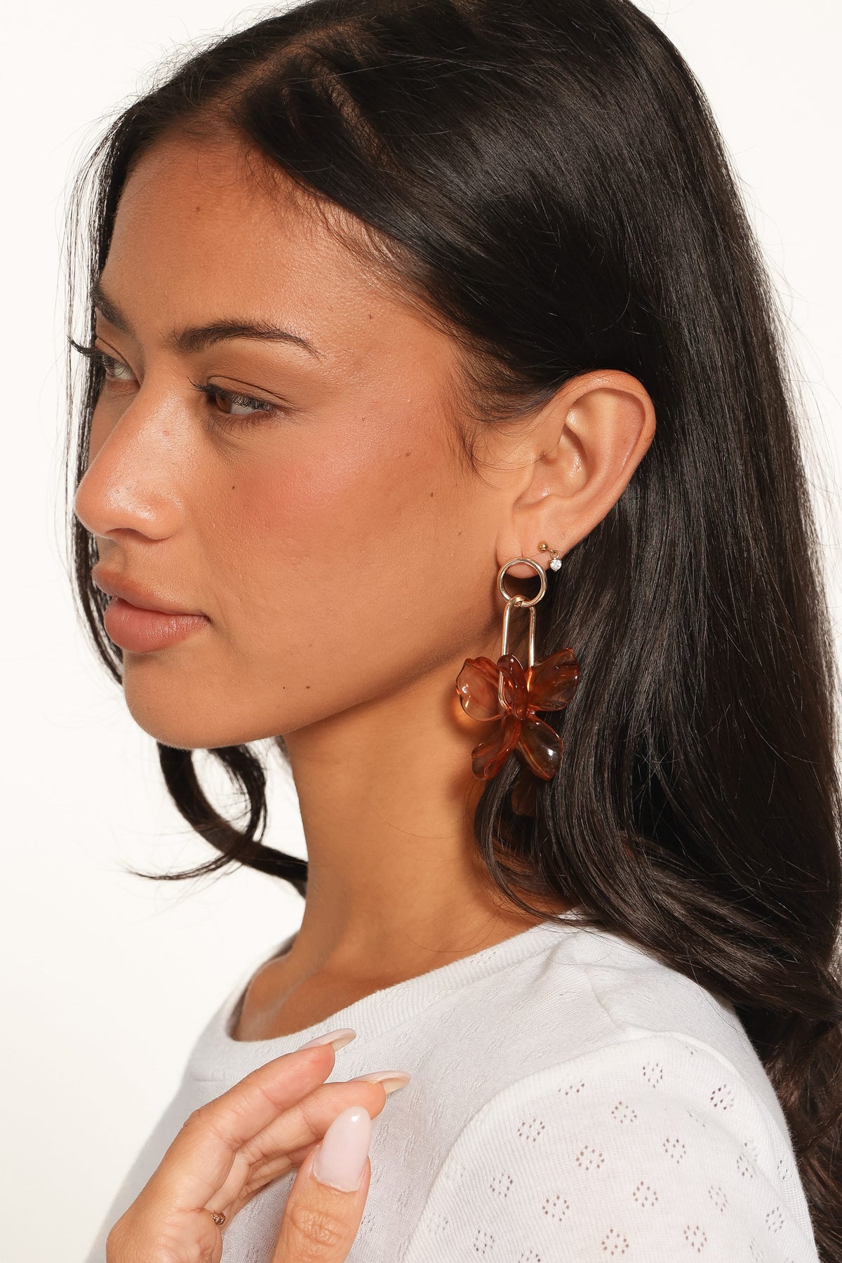 Katina Acrylic Earrings in Brown – view 4 of 4