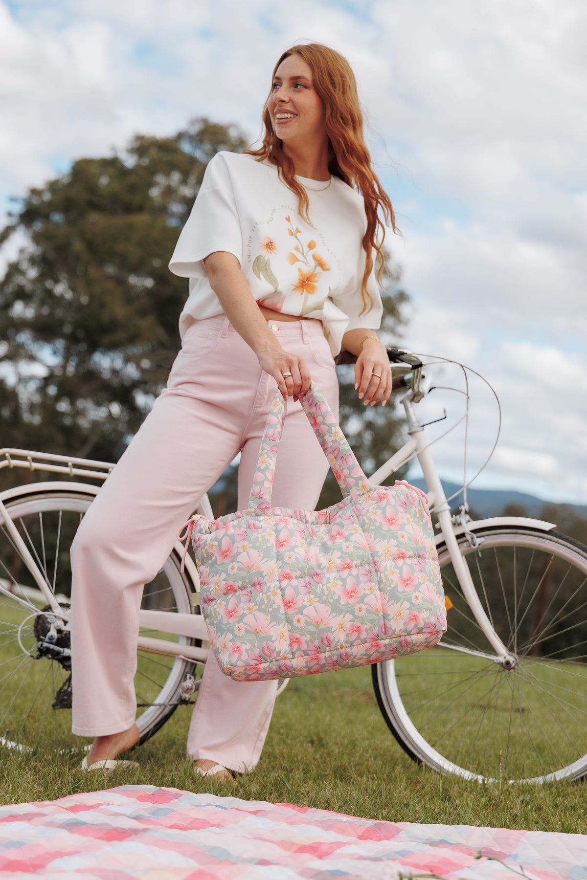 Marshmallow Midi Tote in Sage Wildflowers – view 10 of 10