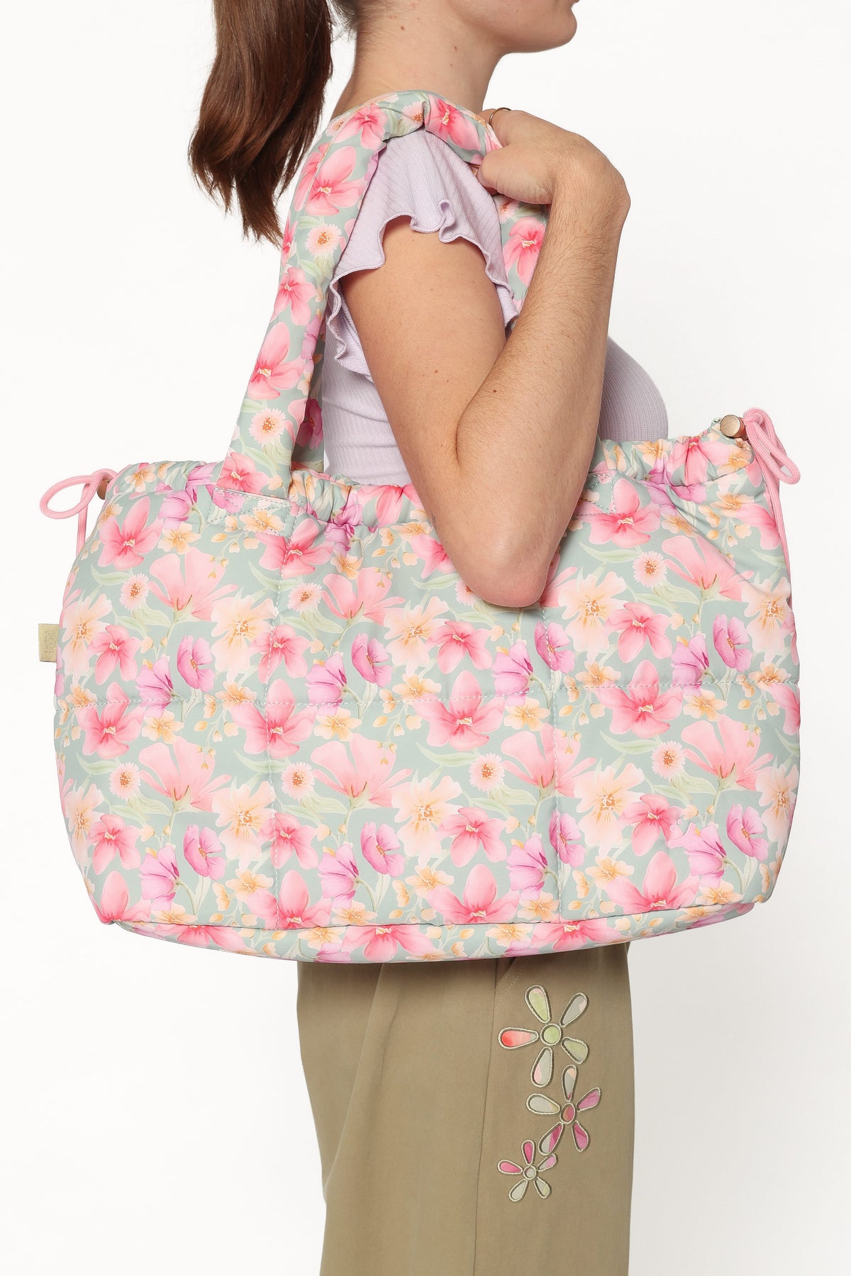 Marshmallow Midi Tote in Sage Wildflowers – view 2 of 10