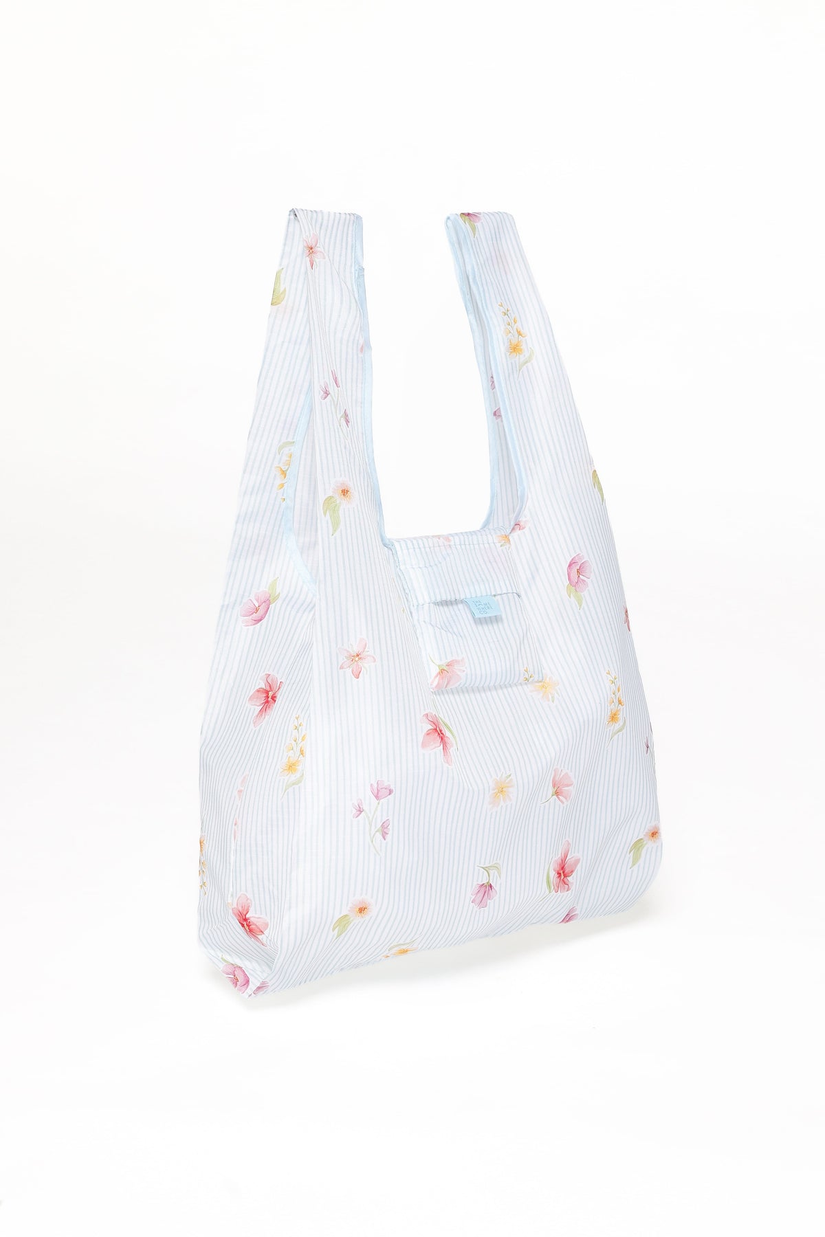 Reusable Shopping Bag in Blue Garden Stripe – view 4 of 6
