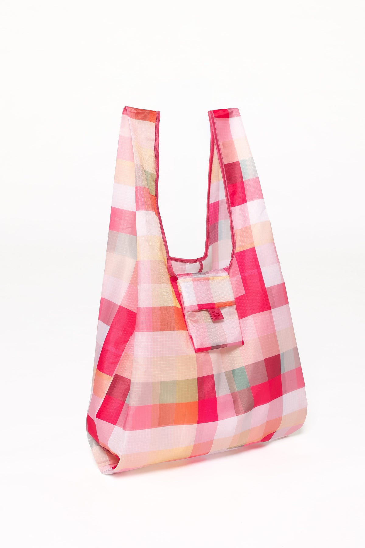 Reusable Shopping Bag in Pink Picnic Plaid – view 4 of 6