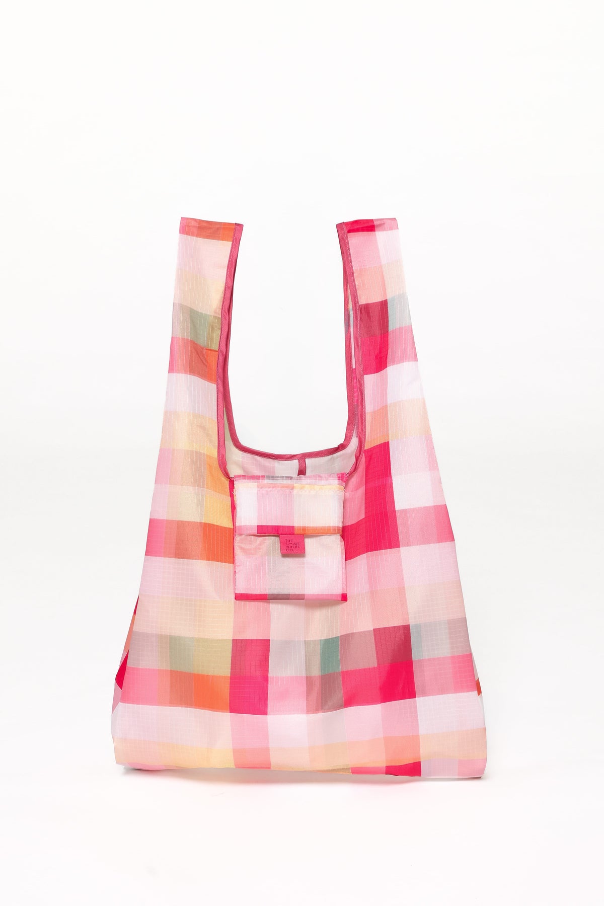 Reusable Shopping Bag in Pink Picnic Plaid – view 2 of 6