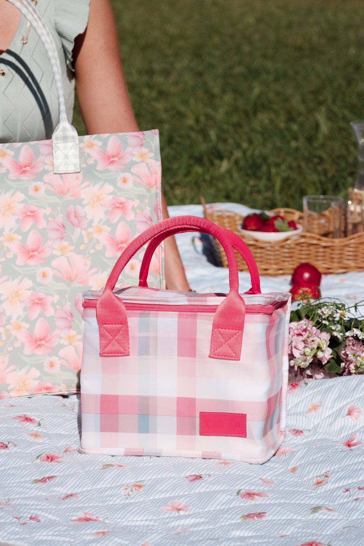 The Graze Lunch Bag in Pink Picnic Plaid – view 1 of 7