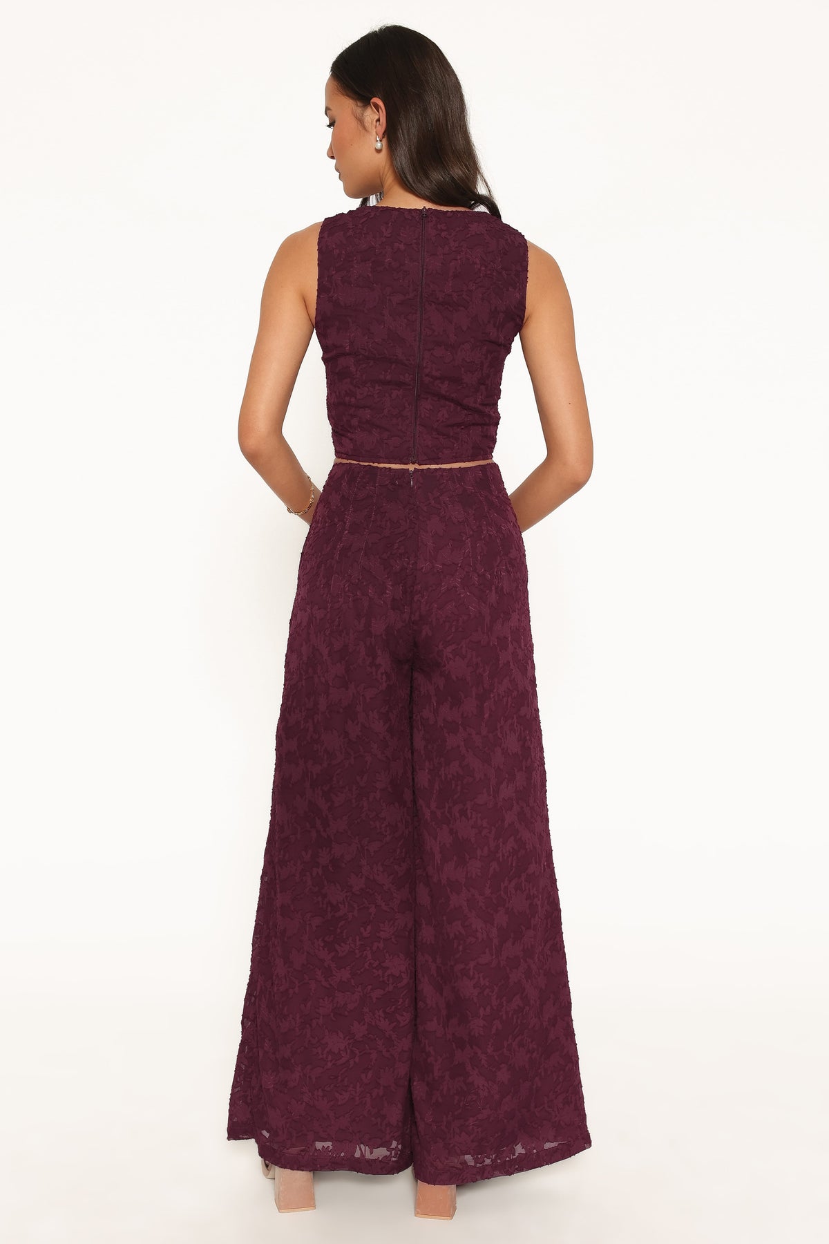 Ada Wide Leg Pants in Plum Burnout – view 5 of 7