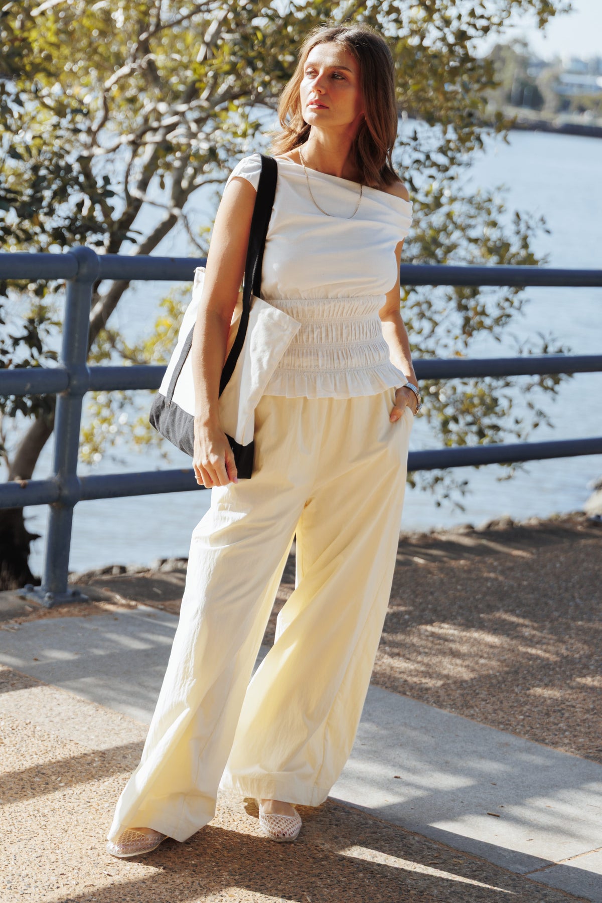 Adam Wide Leg Pant in Pale Yellow – view 1 of 9