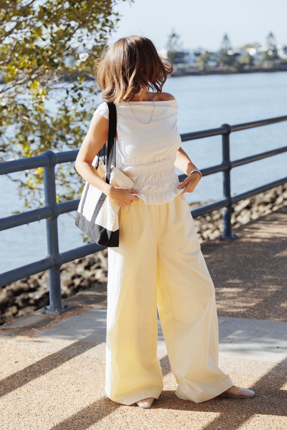 Adam Wide Leg Pant in Pale Yellow – view 9 of 9