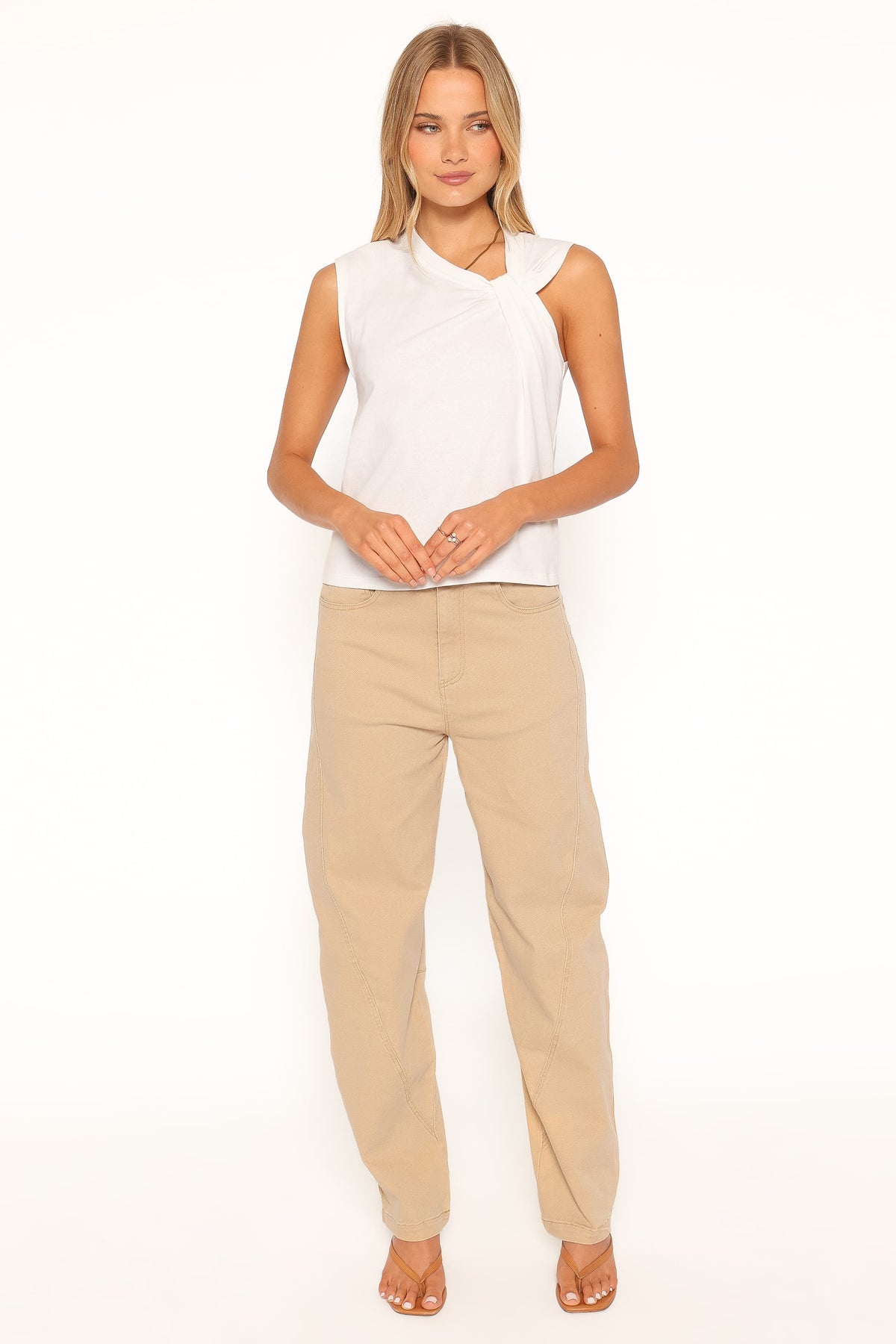 Amity Barrel Leg Denim Jeans in Mushroom – view 1 of 7