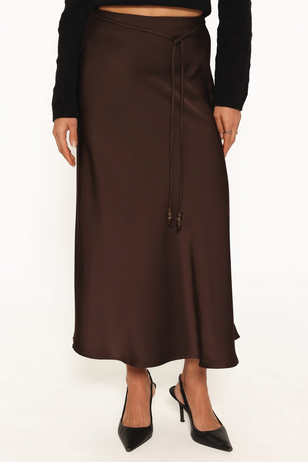 Bayley Midi Skirt in Chocolate Brown – view 2 of 5