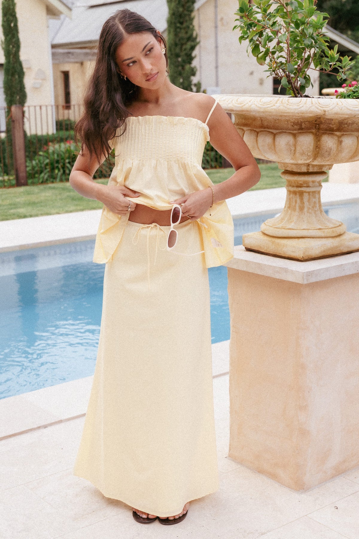 Elena Cotton Maxi Skirt in Butter Yellow – view 1 of 8