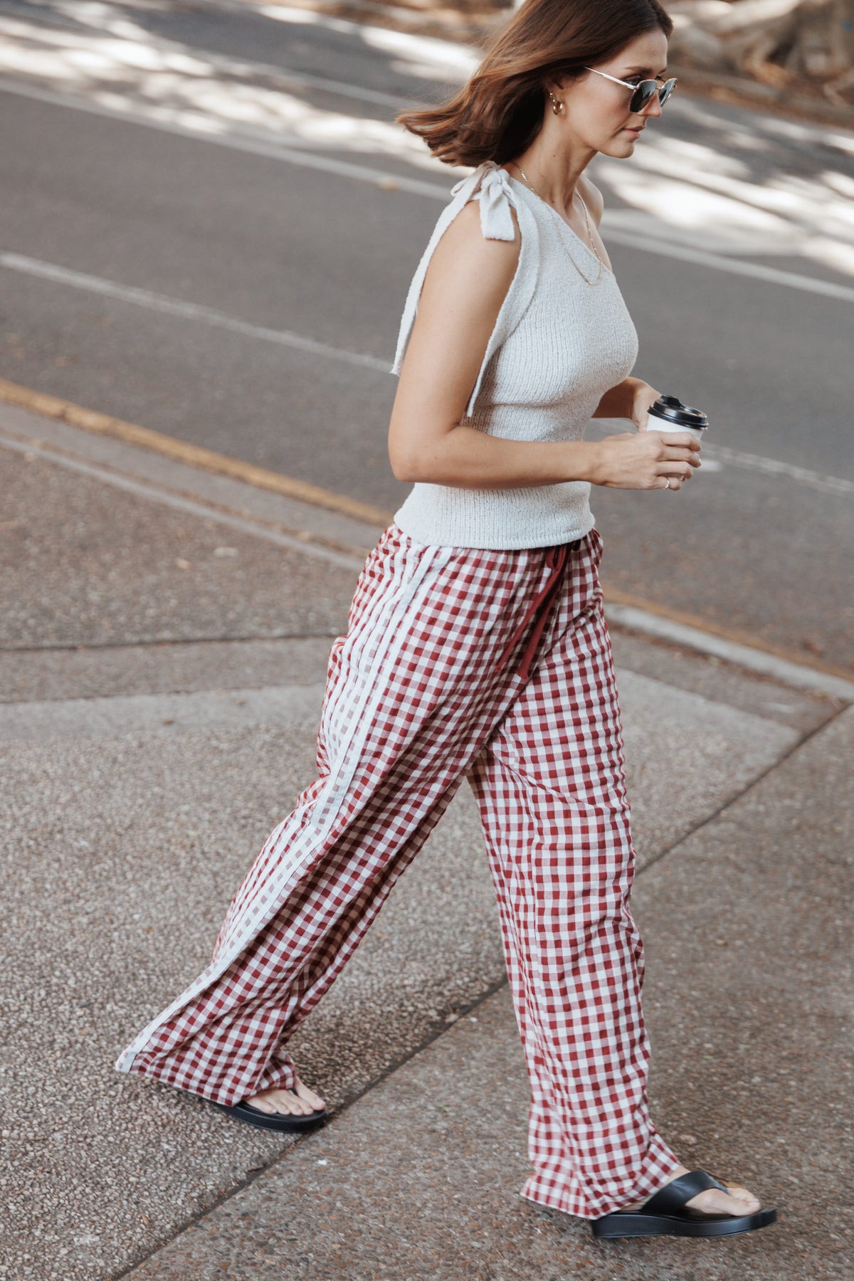 Lawson Track Pants in Burgundy Gingham – view 8 of 8