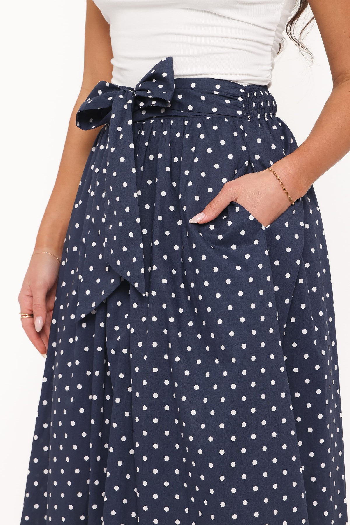 Paula Tie Waist Maxi Skirt in Navy – view 5 of 6