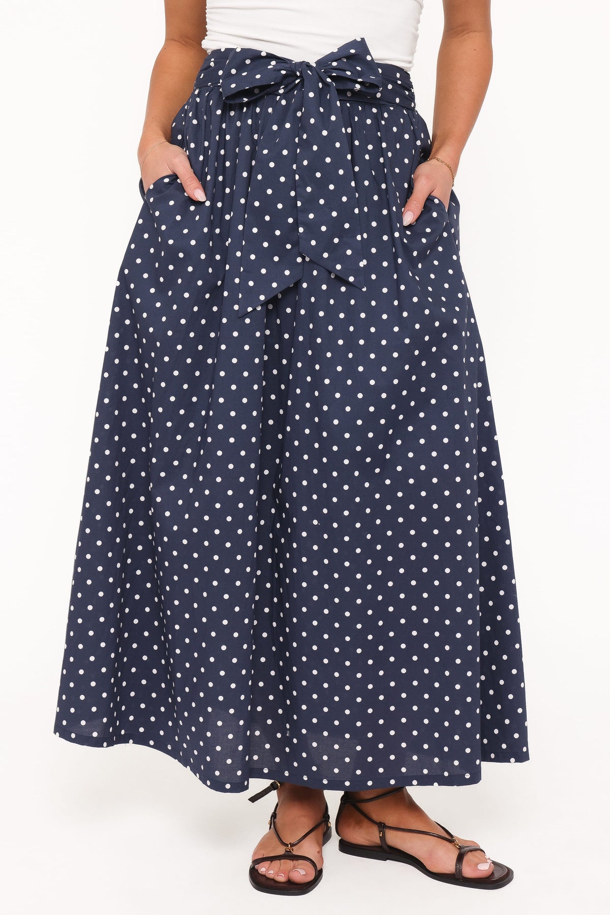 Paula Tie Waist Maxi Skirt in Navy – view 2 of 6