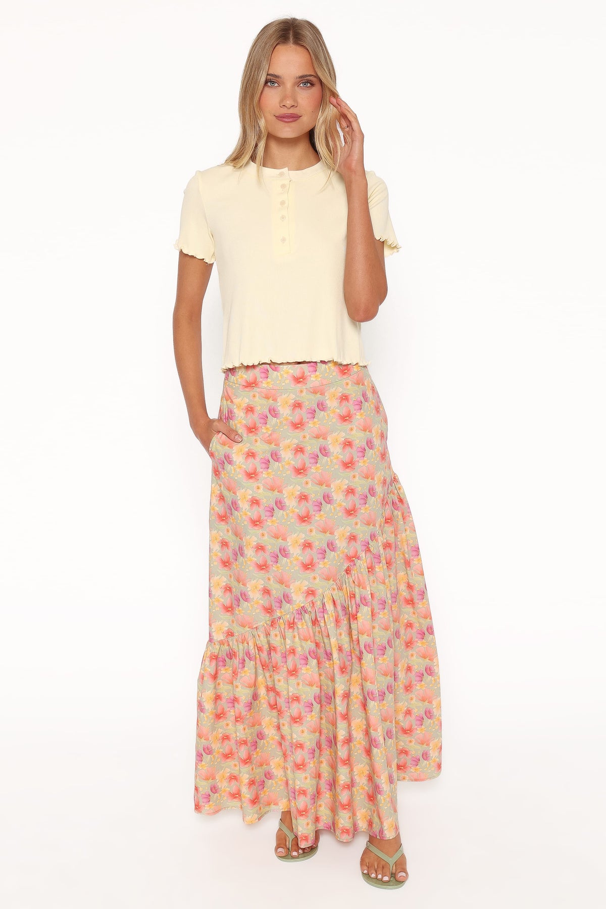 Shelbie Maxi Skirt in Sage Wildflower – view 2 of 8
