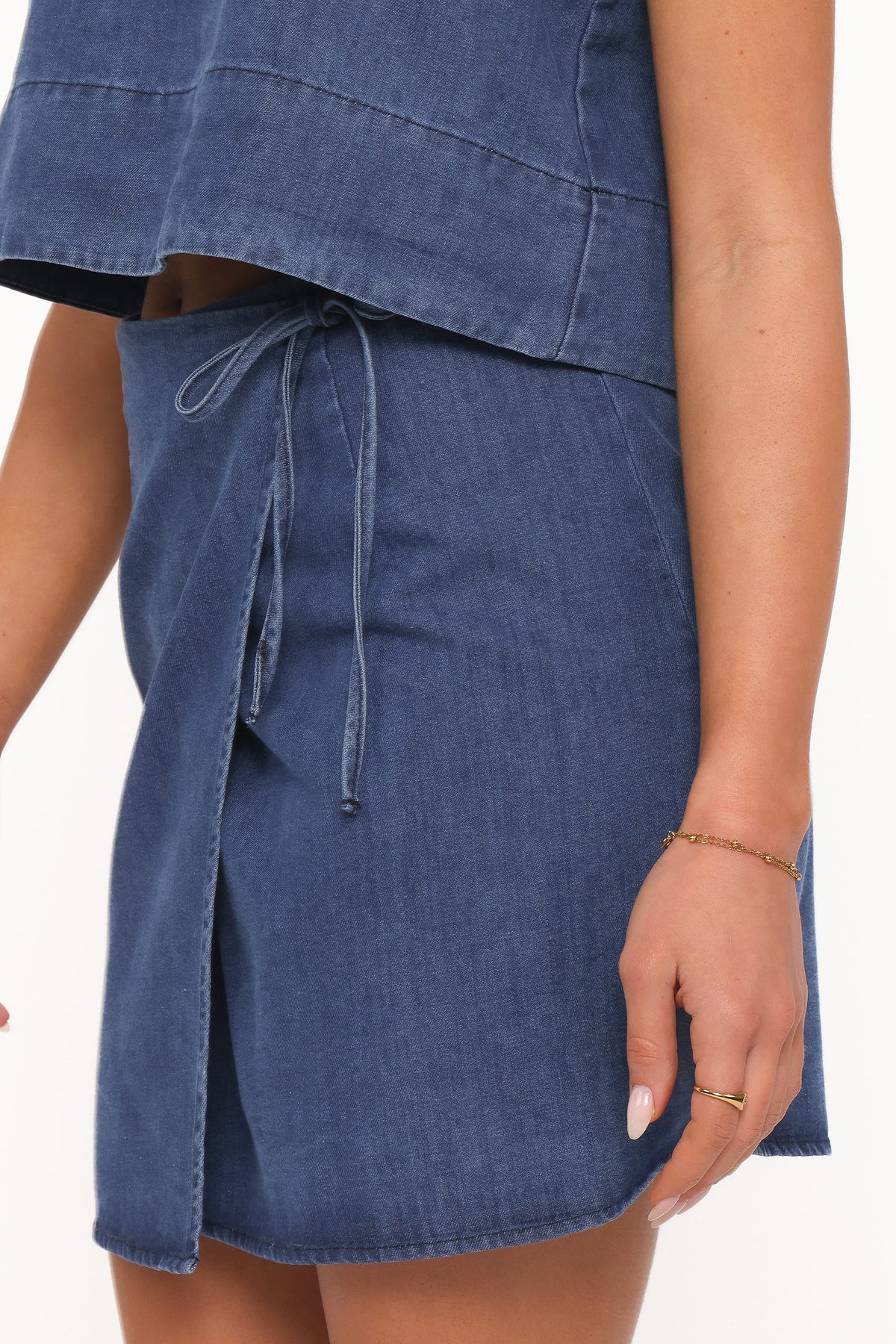 Siena Wrap Skirt in Denim Wash – view 2 of 6