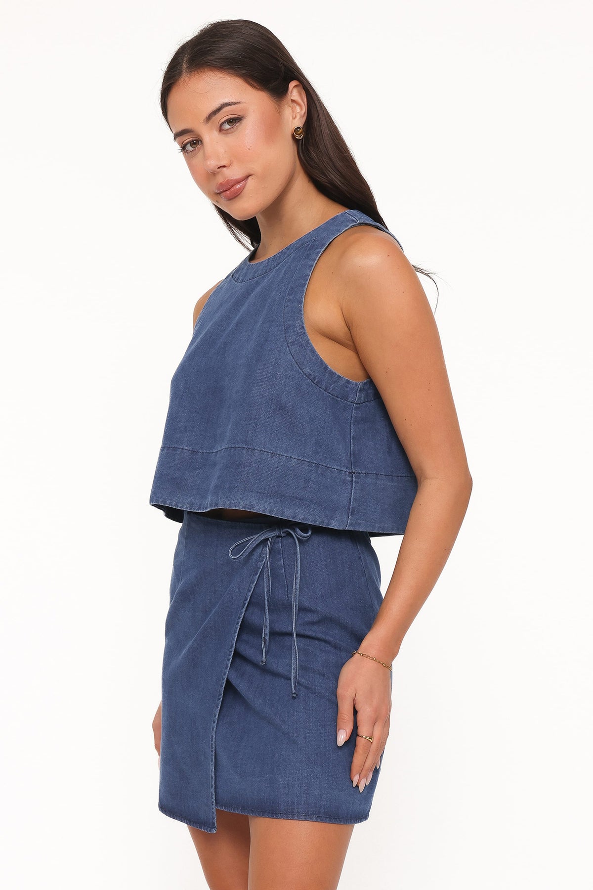 Siena Wrap Skirt in Denim Wash – view 3 of 6