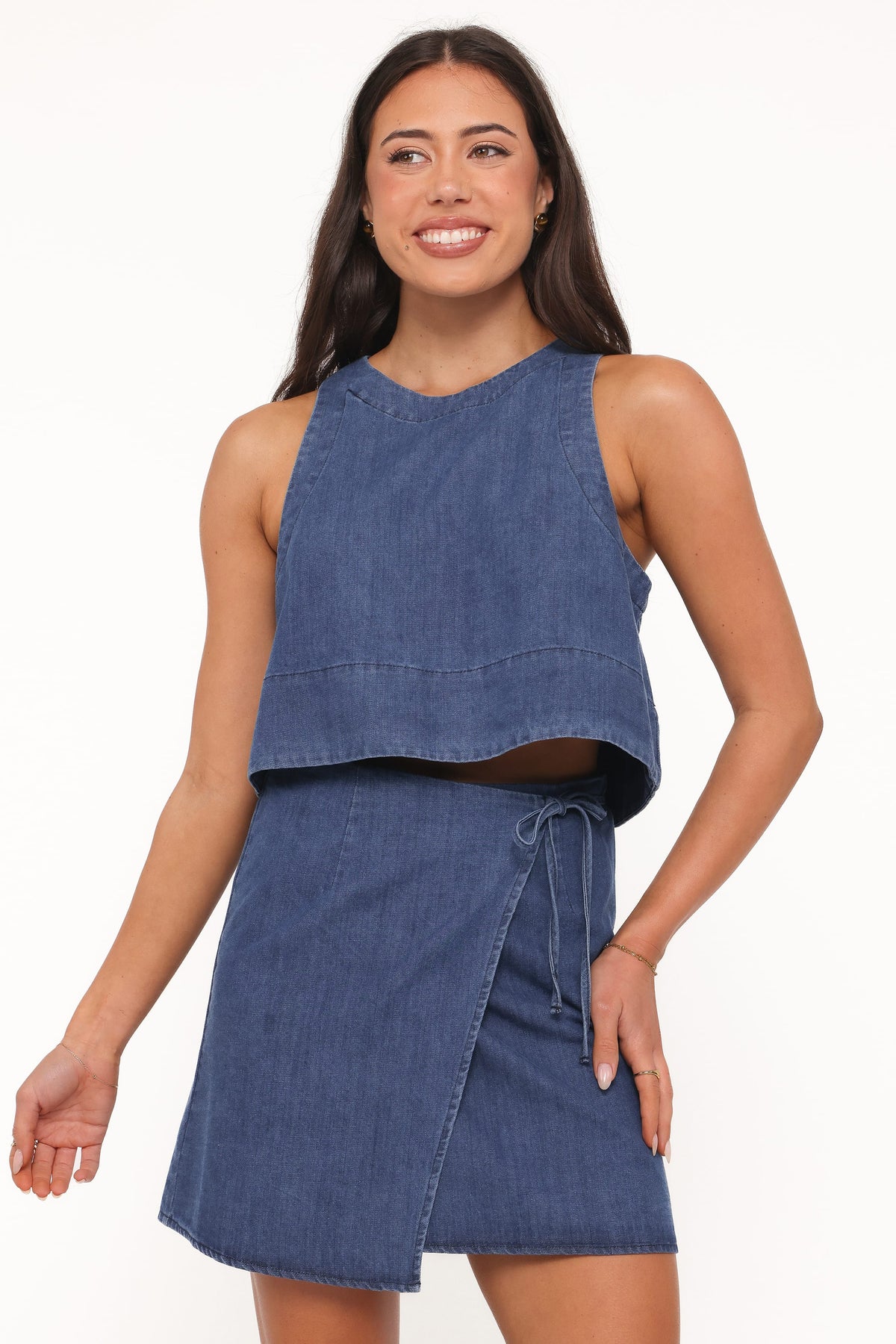 Siena Wrap Skirt in Denim Wash – view 1 of 6