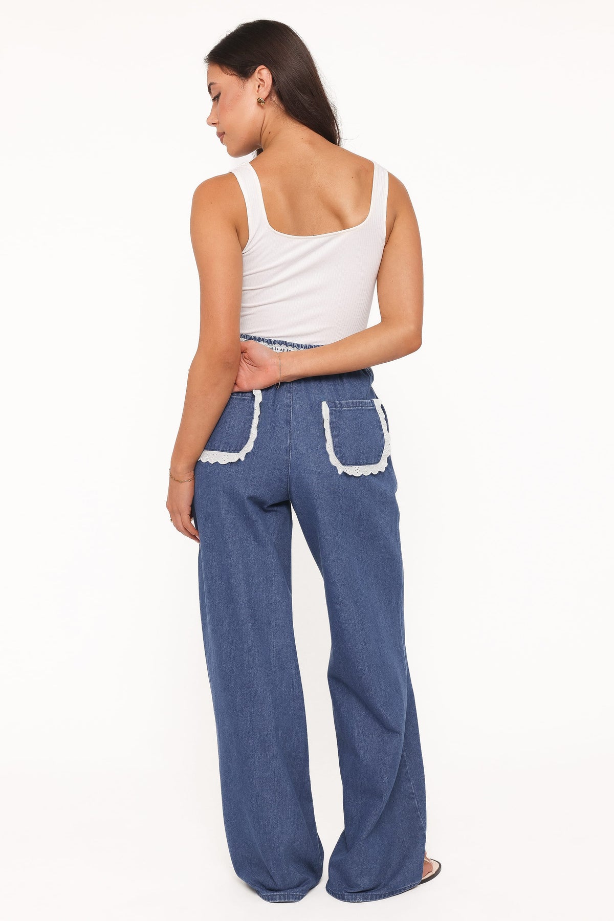 Siun Wide Leg Denim Joggers in Medium Wash – view 4 of 6