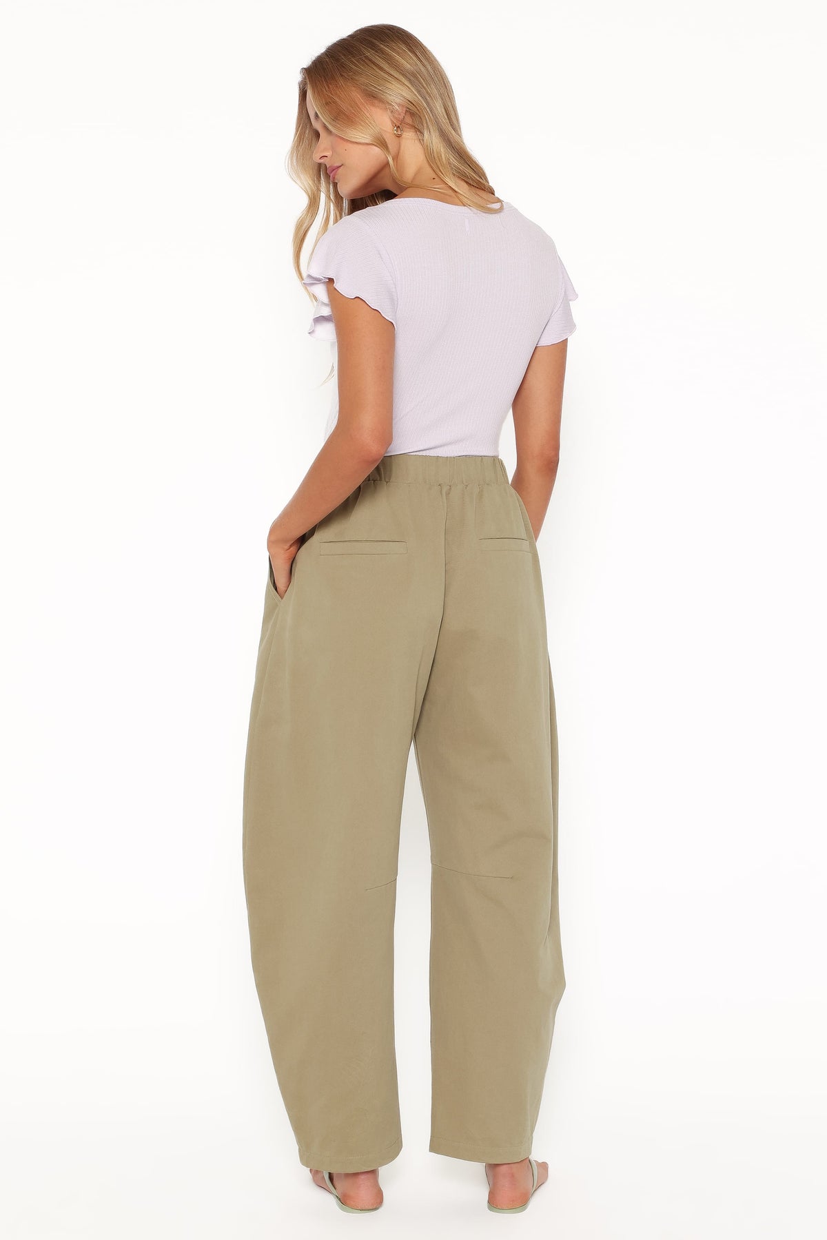 Telena Barrel Leg Pants in Olive Green Patchwork – view 5 of 8
