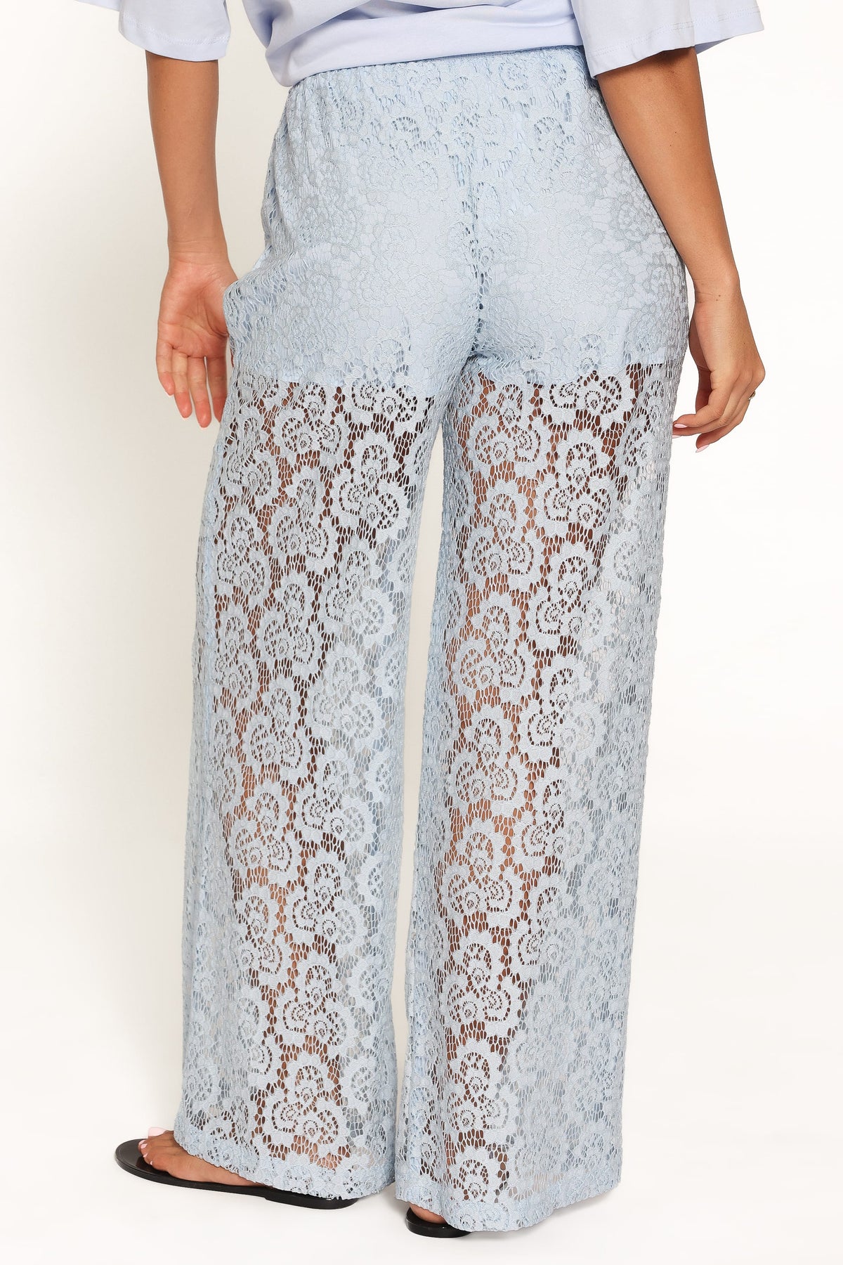 Tia Sheer Lace Pant in Light Blue – view 6 of 7