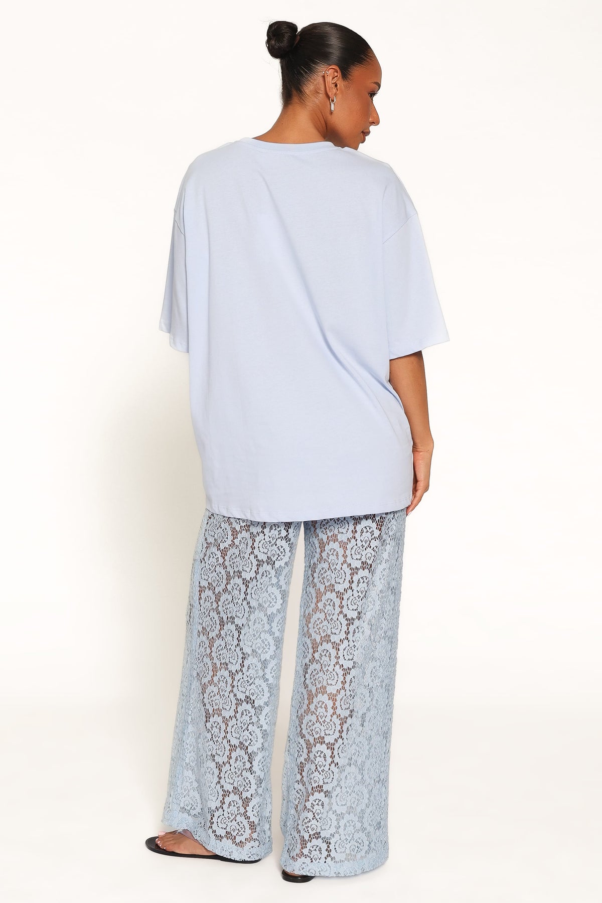 Tia Sheer Lace Pant in Light Blue – view 4 of 7