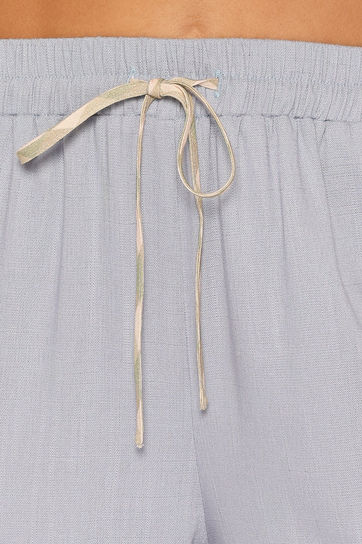 Venda Contrast Trim Pants in Light Blue Linen – view 7 of 8