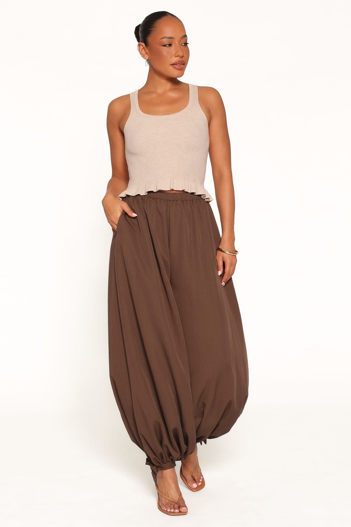 Yazmin Balloon Pant in Olive Green – view 5 of 6