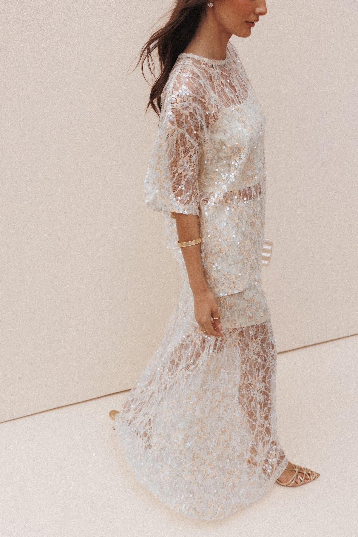 Yonder Sheer Panel Lace Maxi Skirt in Pale Yellow – view 7 of 7