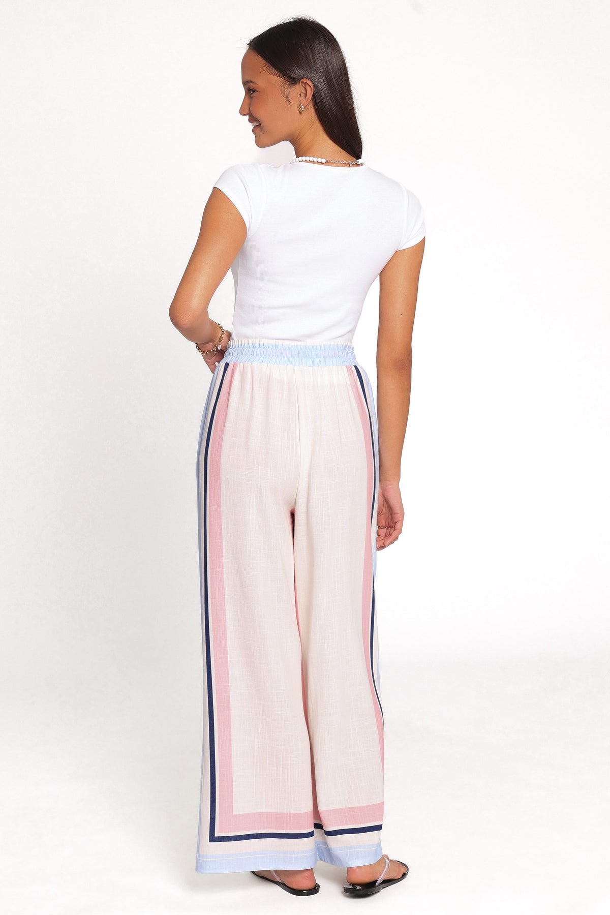 Zalia Wide Leg Pants in Pink/Blue Stripe – view 4 of 5