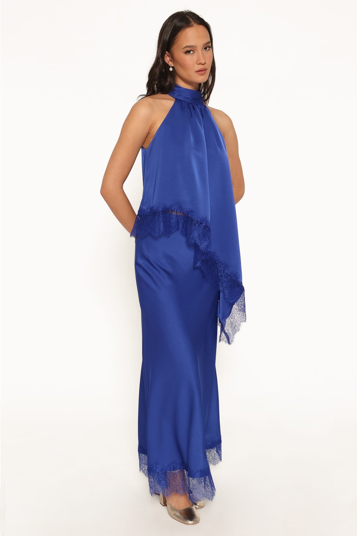 Zarni Lace Trim Maxi Skirt in Lapis Blue – view 4 of 7