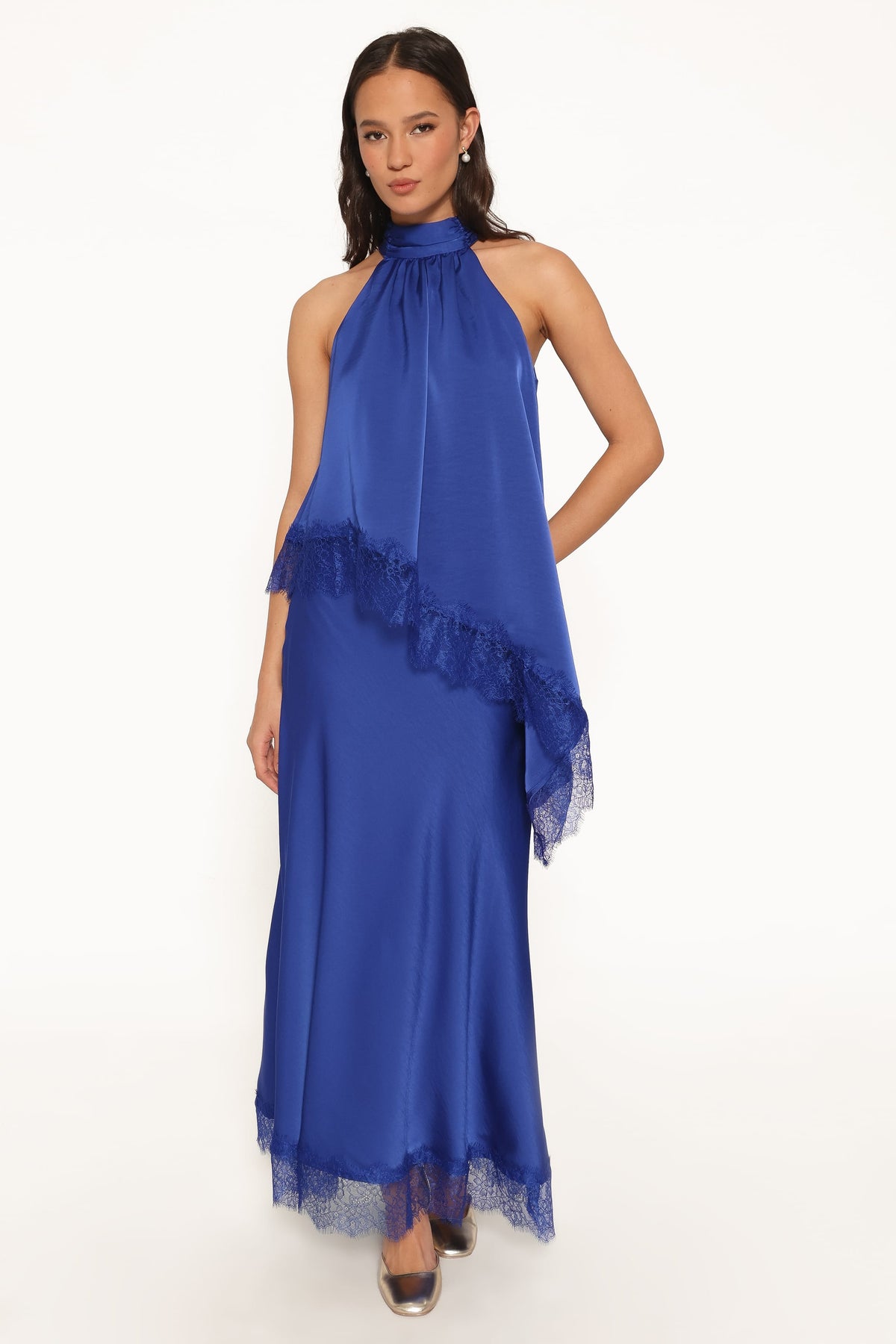 Zarni Lace Trim Maxi Skirt in Lapis Blue – view 2 of 7