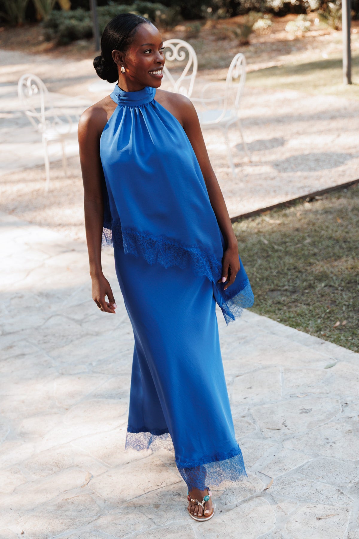 Zarni Lace Trim Maxi Skirt in Lapis Blue – view 1 of 7