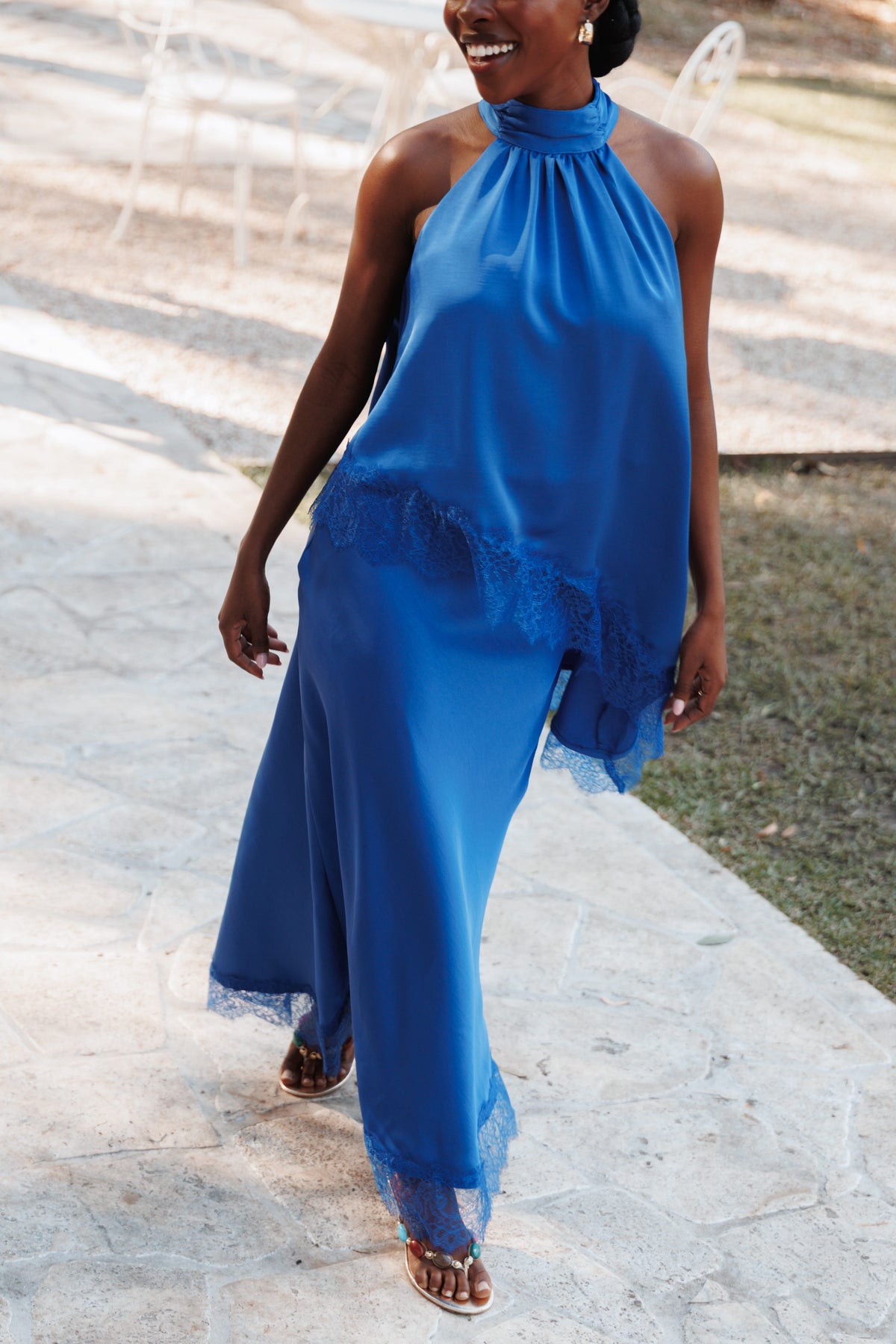 Zarni Lace Trim Maxi Skirt in Lapis Blue – view 7 of 7