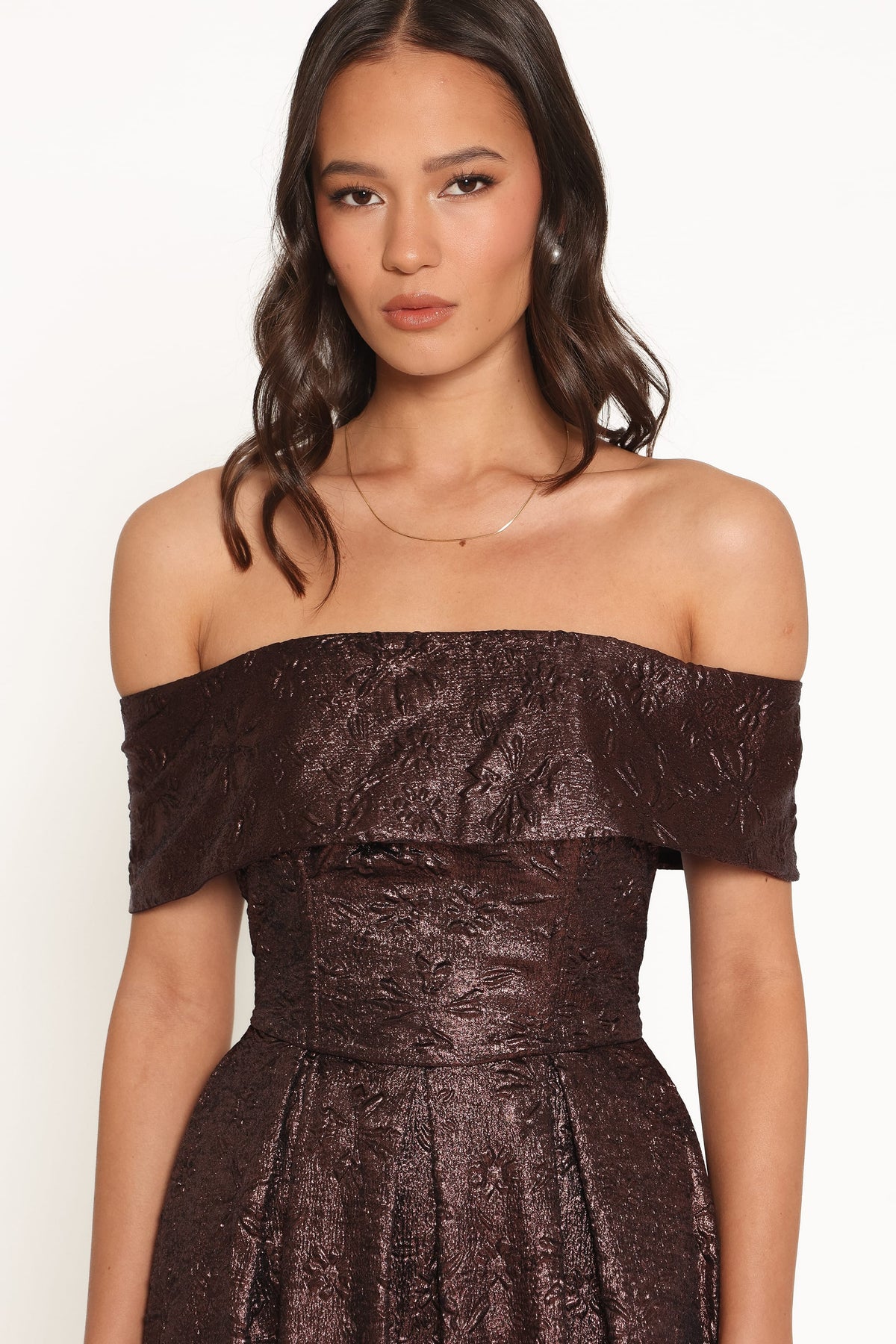Aberdine Maxi Dress in Brown Brocade – view 3 of 7