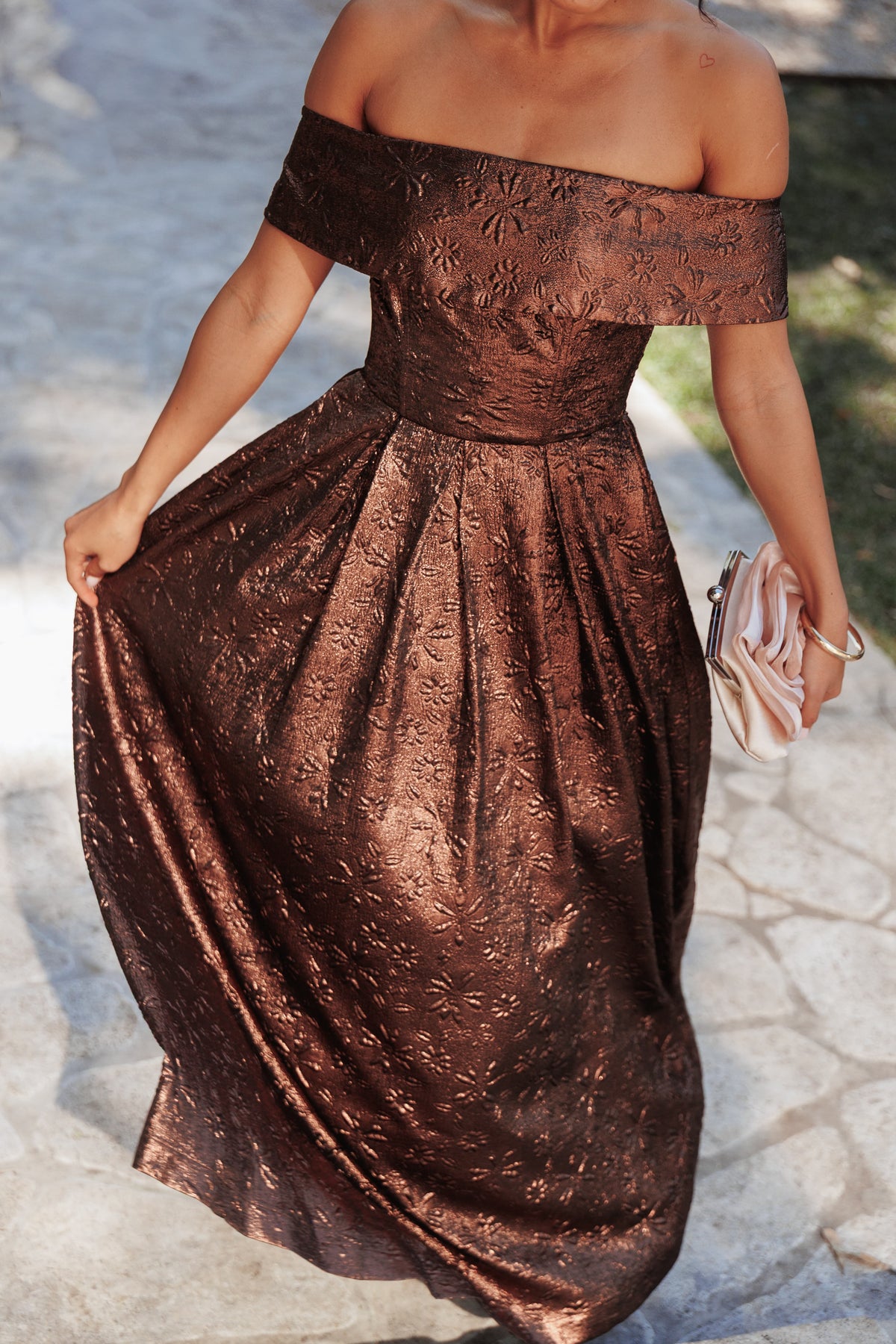 Aberdine Maxi Dress in Brown Brocade – view 7 of 7