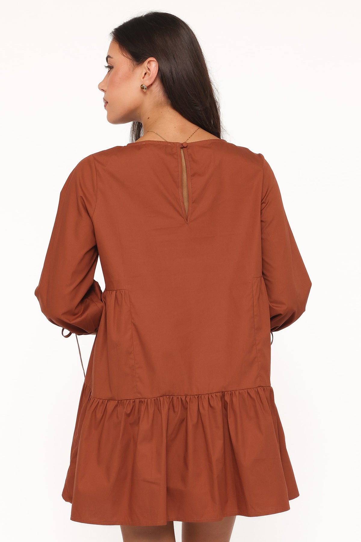 Arthur Long Sleeve Mini Dress in Camel – view 4 of 7