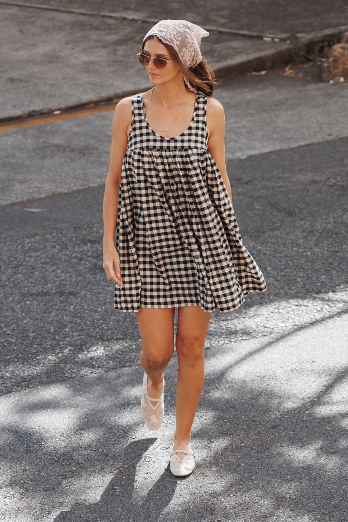 Atria Mini Dress in Black Cream Gingham – view 1 of 8