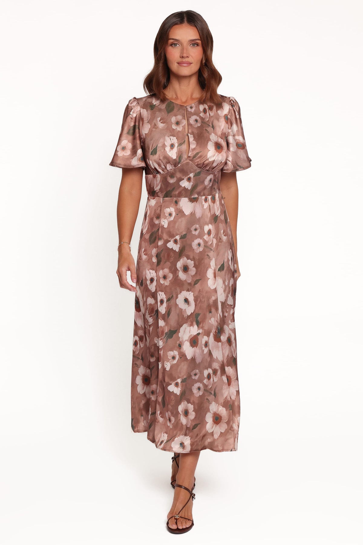 Barluin Midi Dress in Brown Floral – view 1 of 5