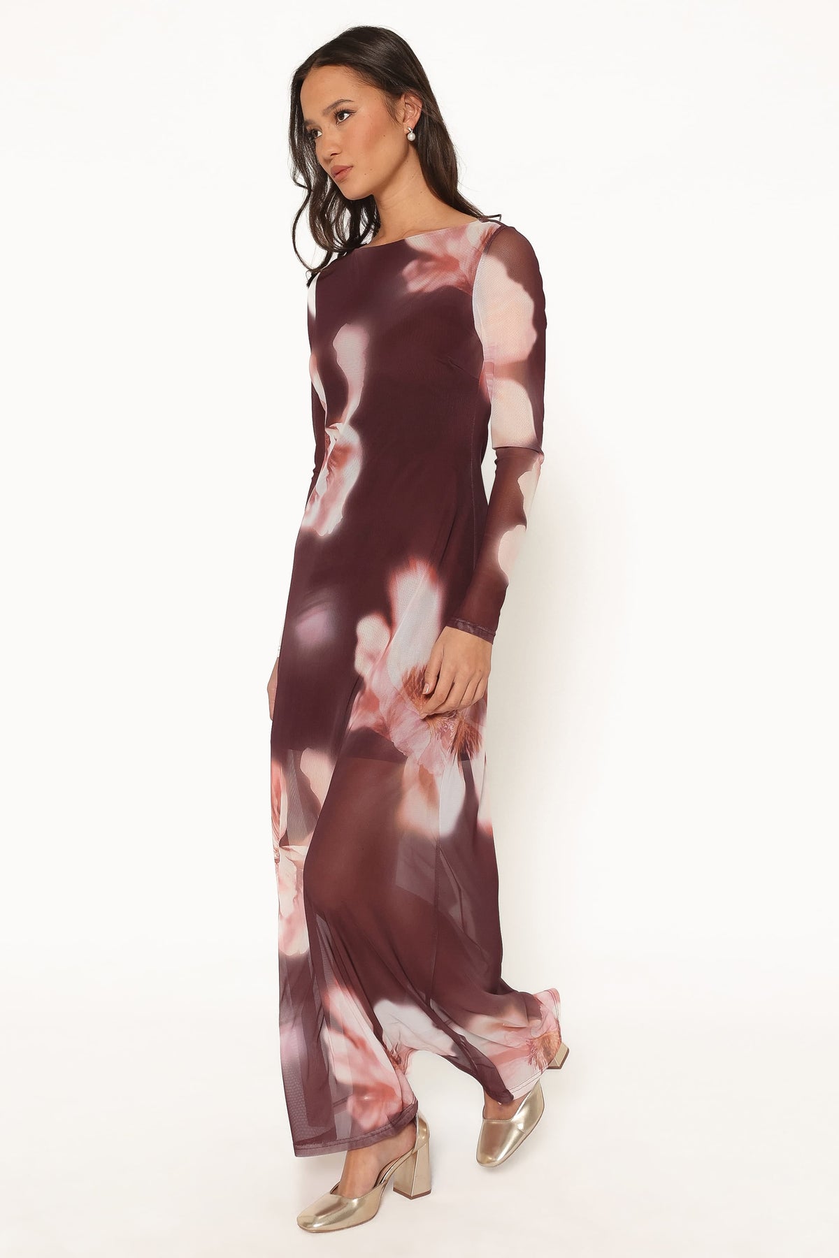 Bradshaw Maxi Dress in Brown Blurred Floral – view 4 of 7