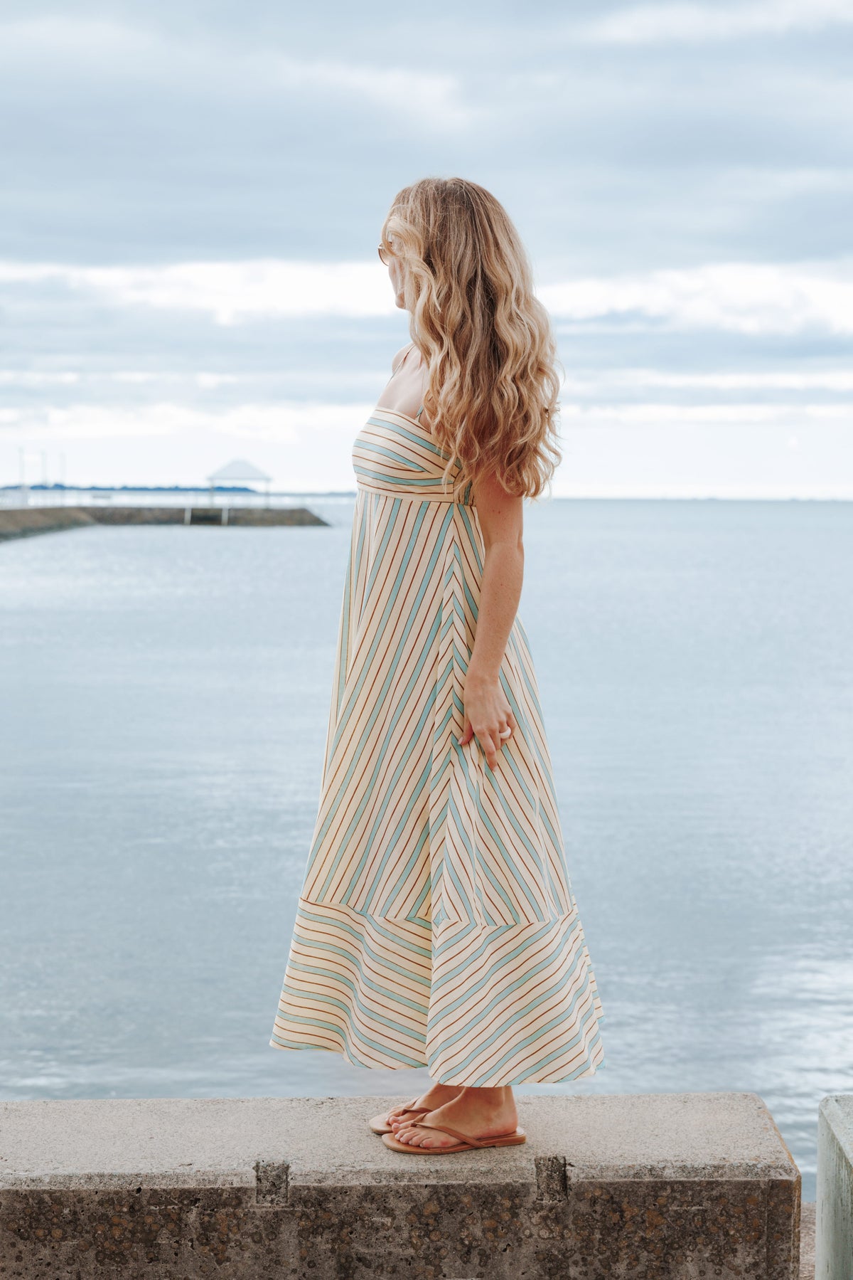 Brea Maxi Dress in Green Stripe – view 1 of 7