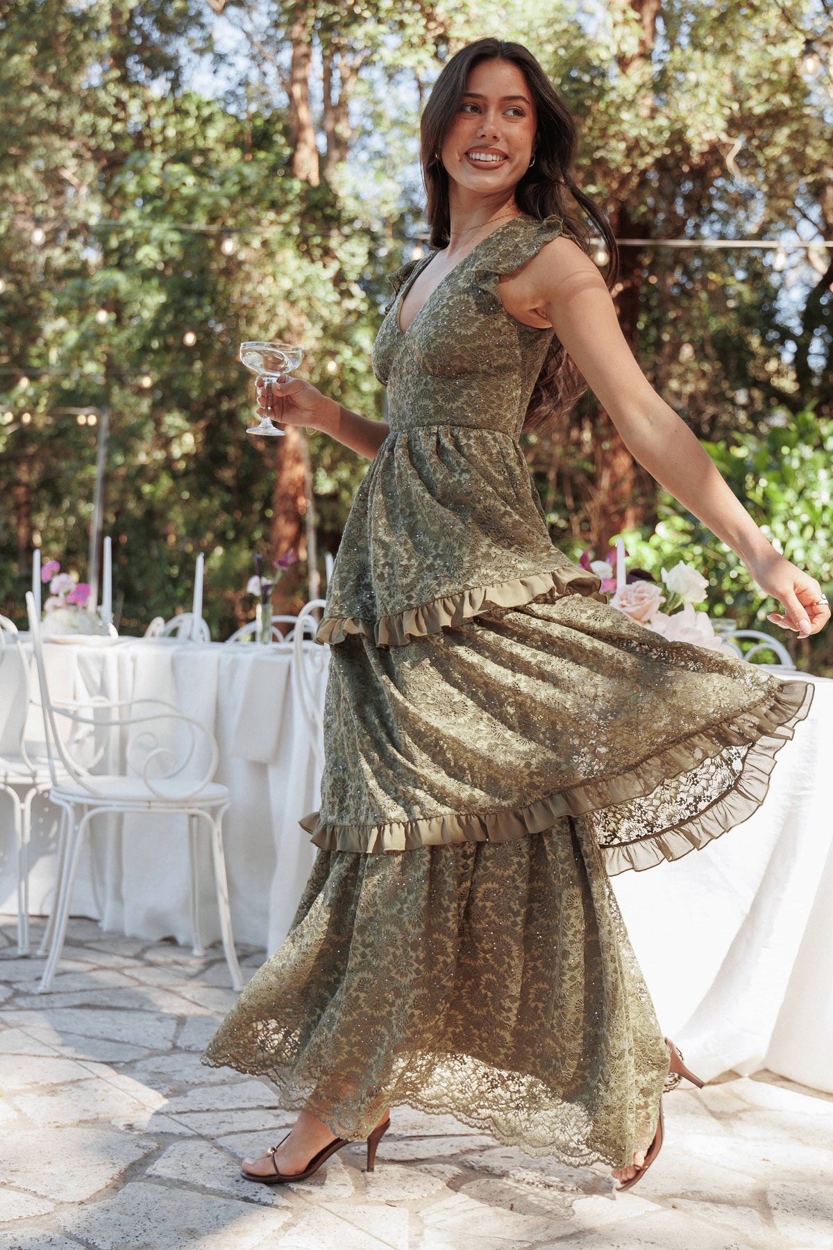 Cataleya Maxi Dress in Olive Lace – view 1 of 7