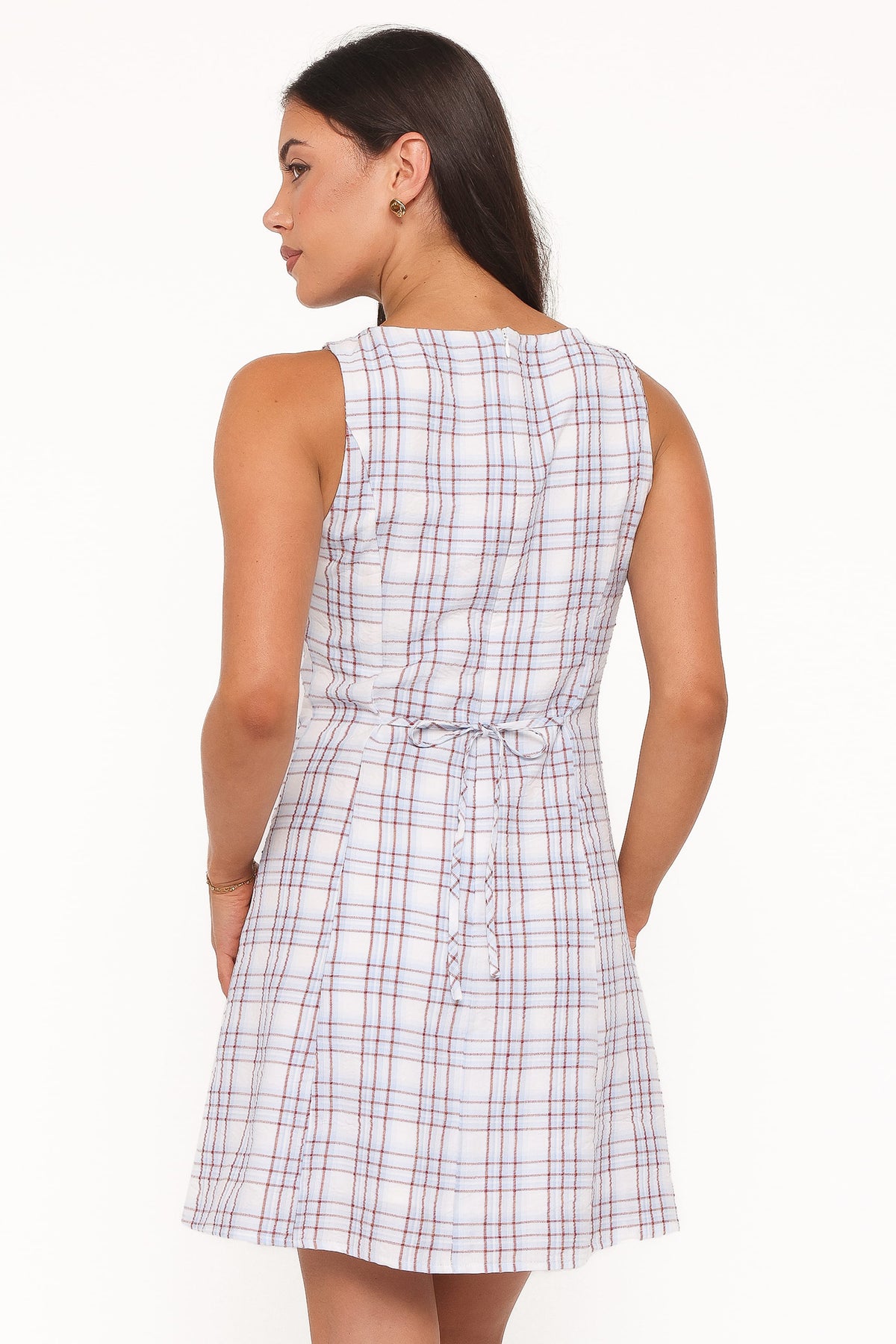 Circe Mini Dress in Light Blue Plaid – view 5 of 8