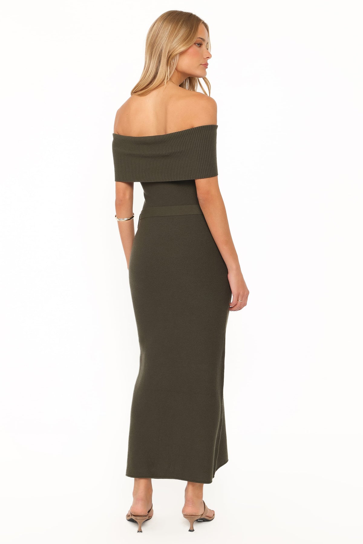 Colleen Off Shoulder Maxi Dress in Olive Green – view 4 of 6
