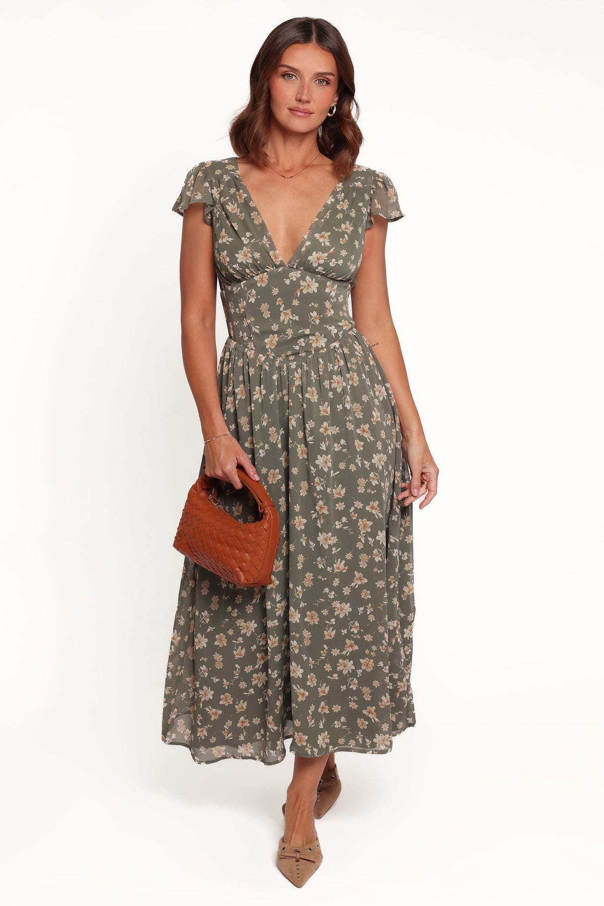 Davie Midi Dress in Olive Floral – view 2 of 6