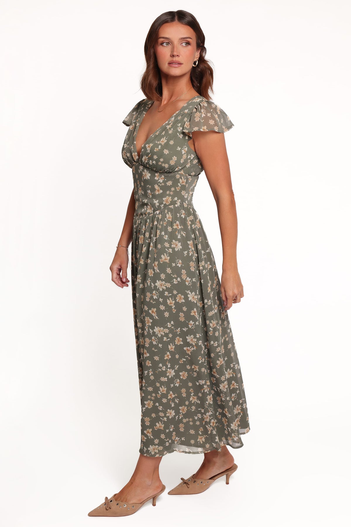 Davie Midi Dress in Olive Floral – view 3 of 6