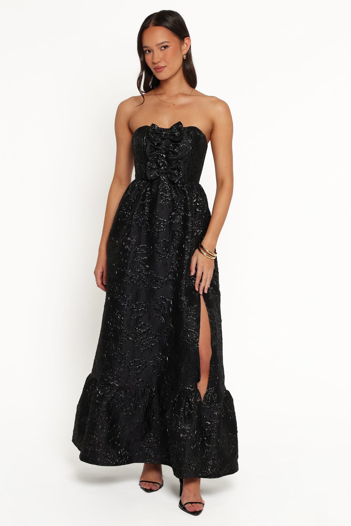 Delphira Maxi Dress in Black Brocade – view 2 of 6