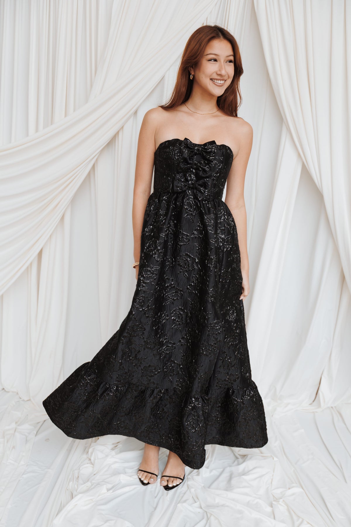 Delphira Maxi Dress in Black Brocade – view 1 of 6