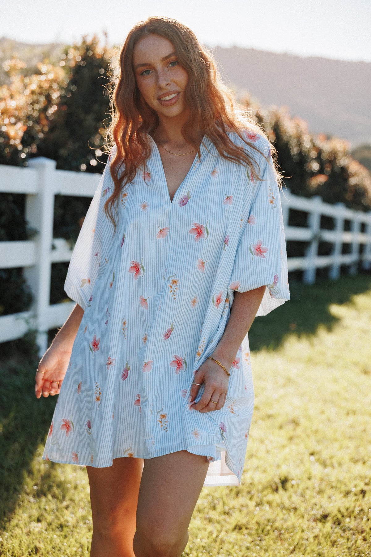 Doran Mini Dress in Blue Garden Stripe – view 1 of 8