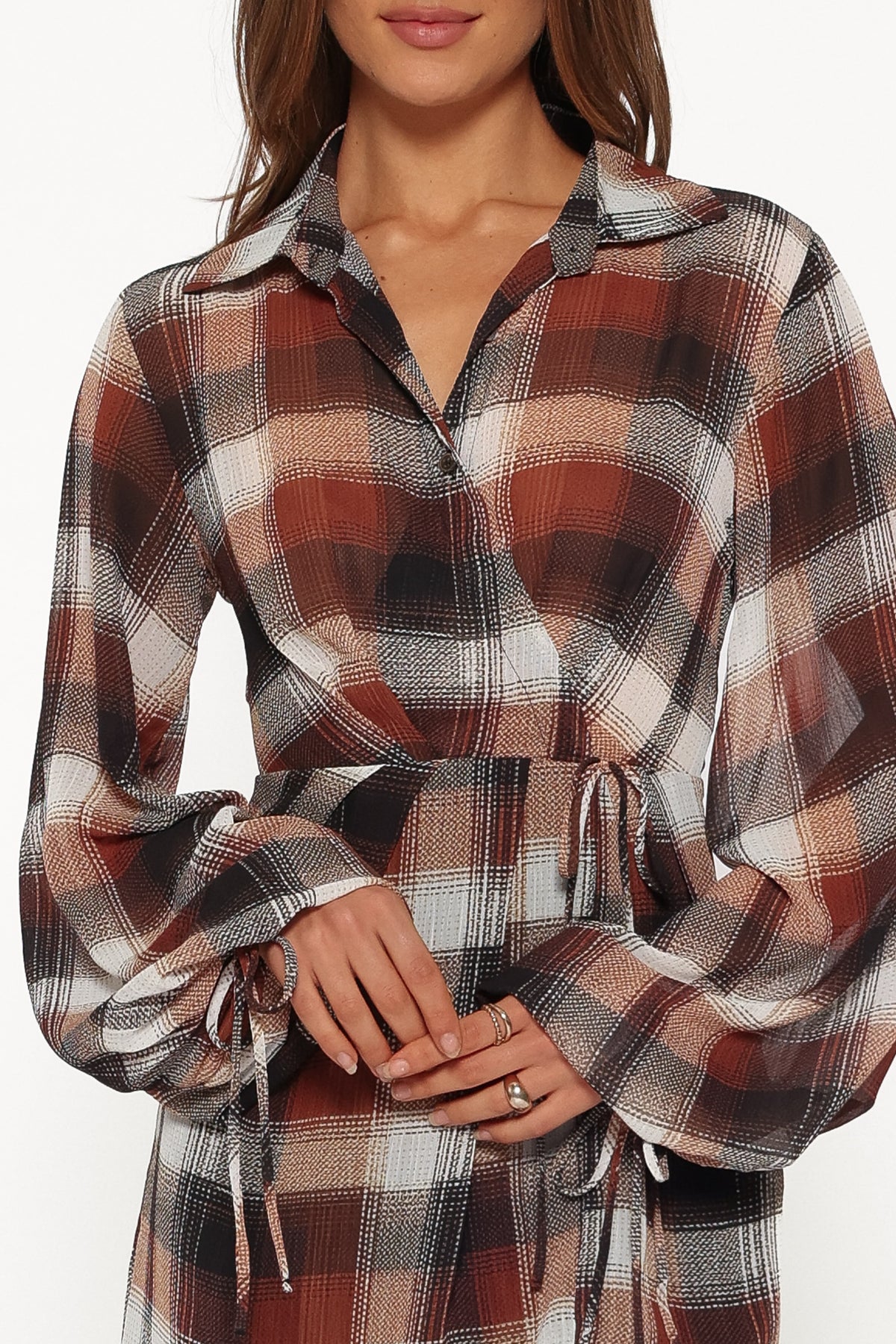Eadie Long Sleeve Mini Dress in Plaid – view 2 of 5