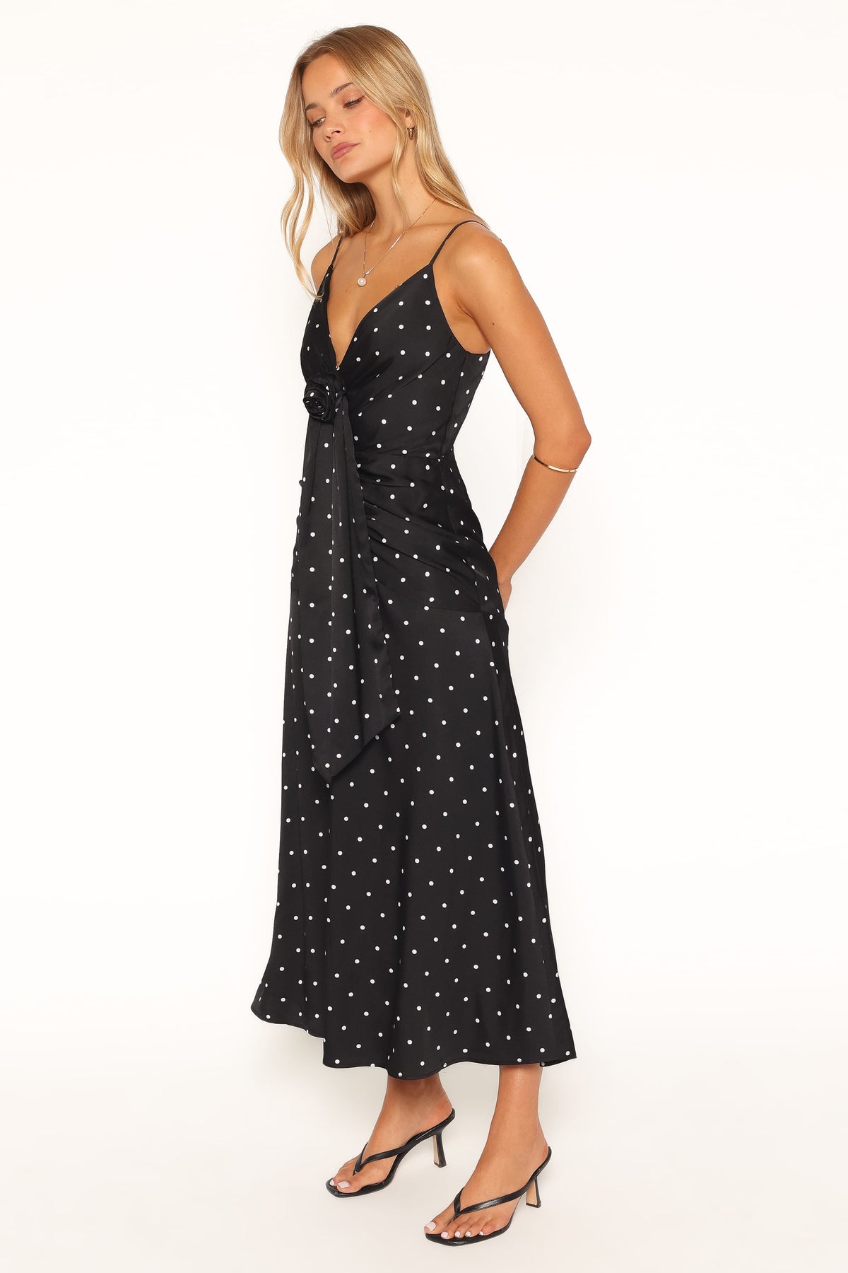 Eluna Midi Dress in Black/Cream Polka Dot – view 3 of 6