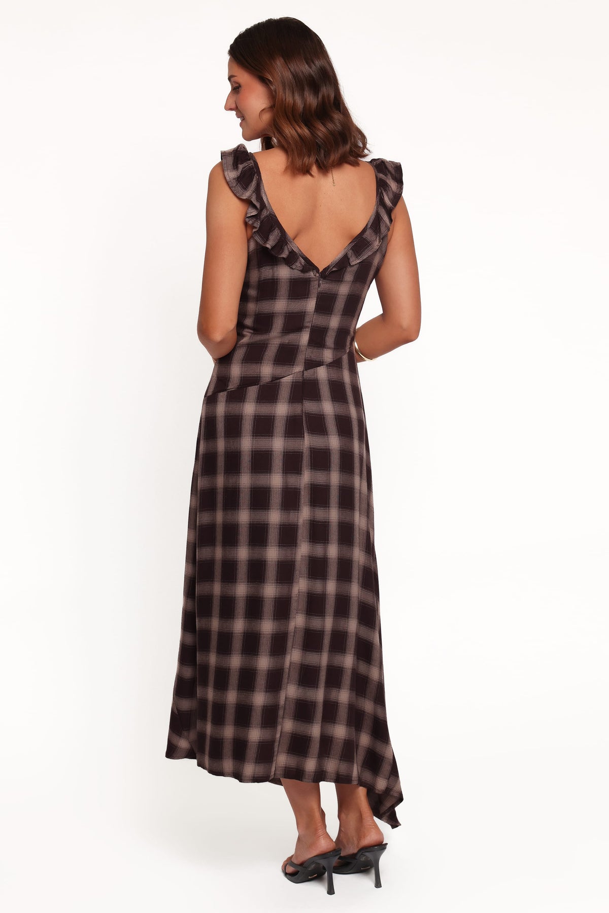 Farrell Midi Dress in Brown Plaid – view 4 of 6